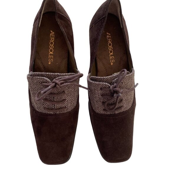 Aerosoles Cincinnati oxford brown genuine suede leather shoes women  7.5 - Picture 8 of 11
